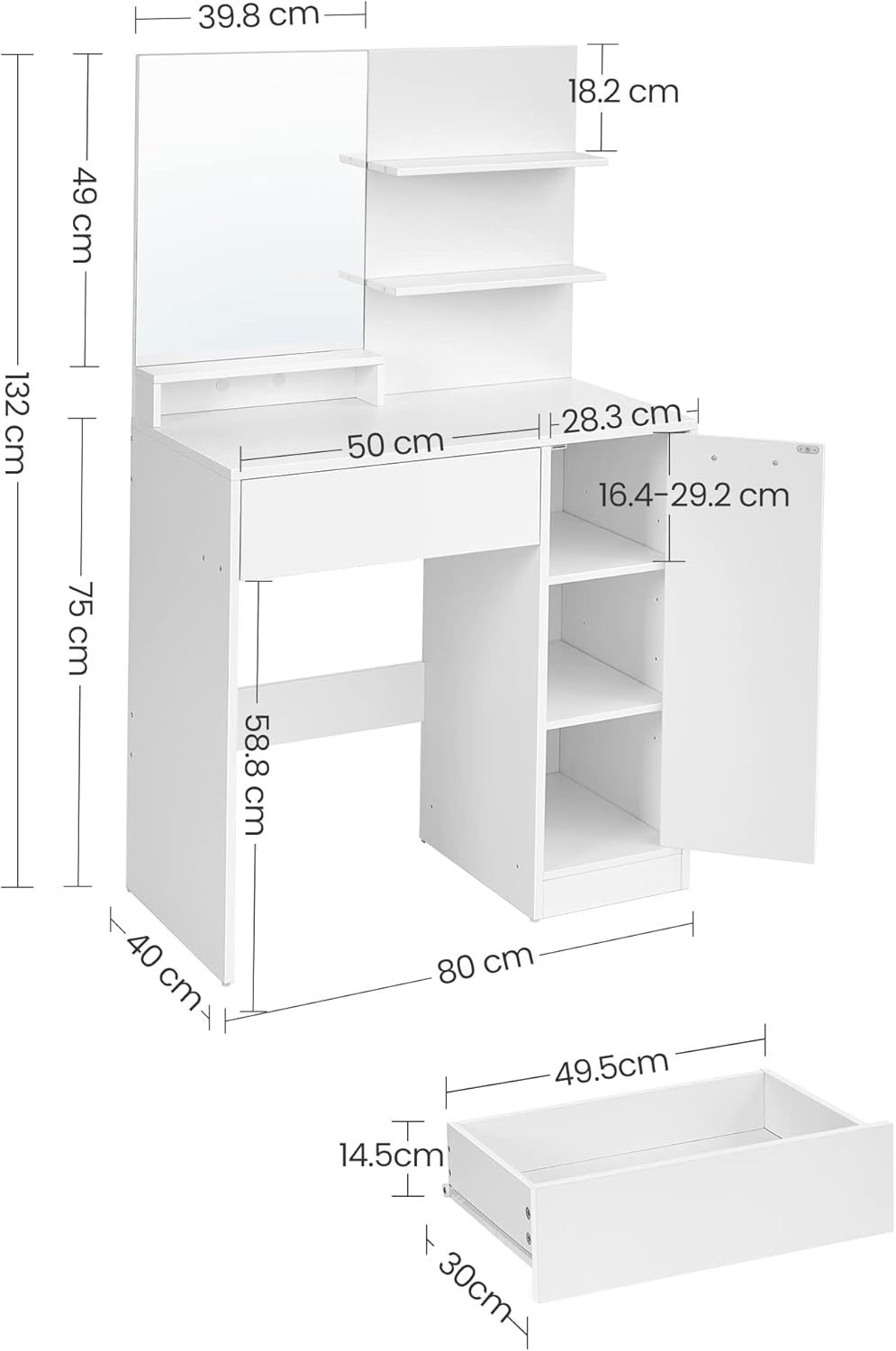 VASAGLE Dressing Table