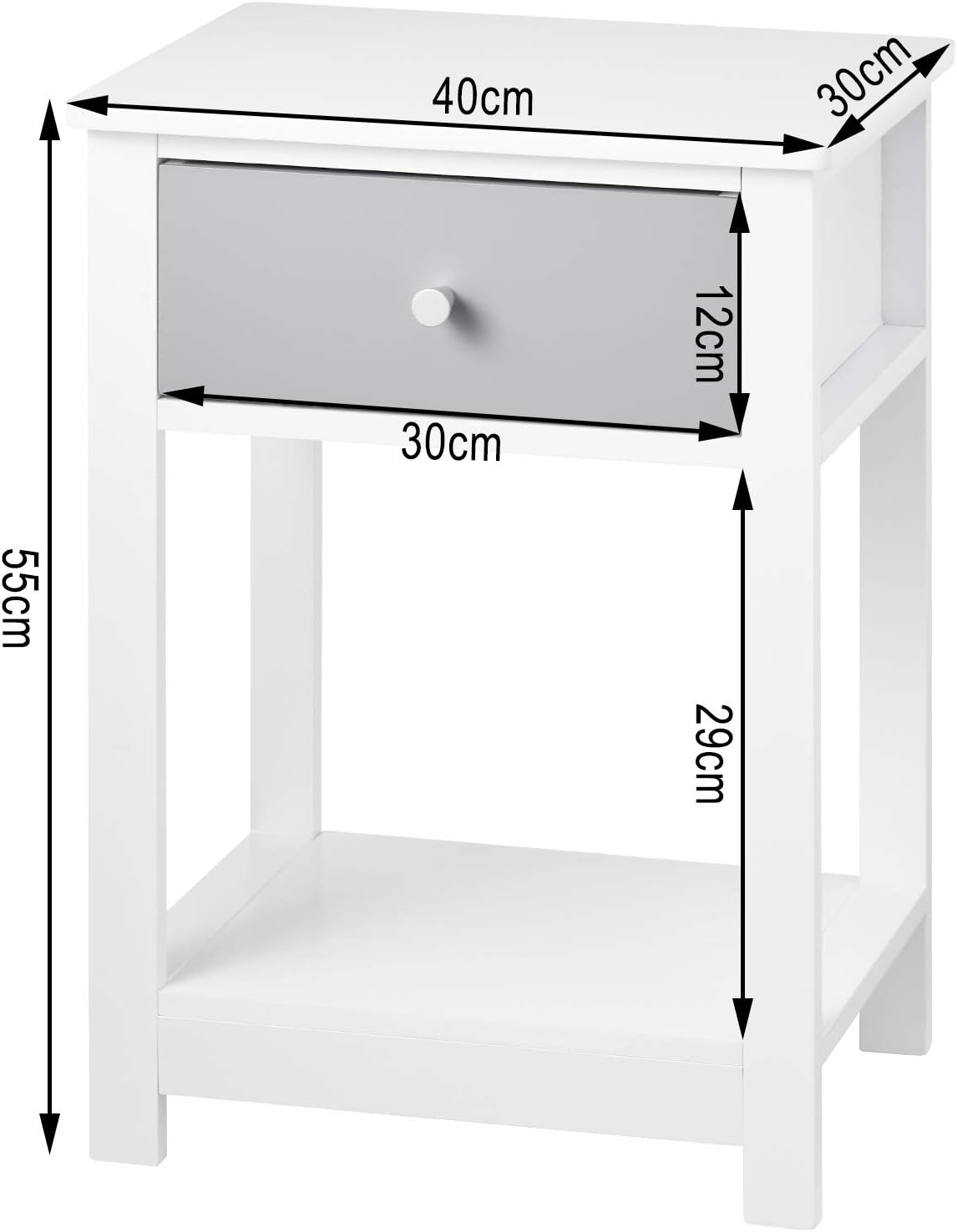 WOLTU White Wooden Bedside Table (TS117WS)