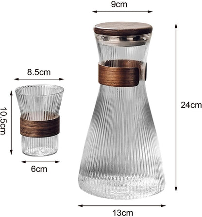 Glass Carafe Set and 6 Cups