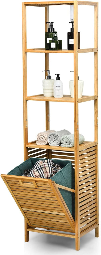 Bamboo Storage Cabinet with Basket