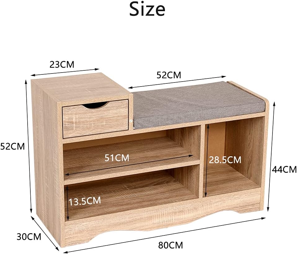 Bench, Shoe Rack with Drawer