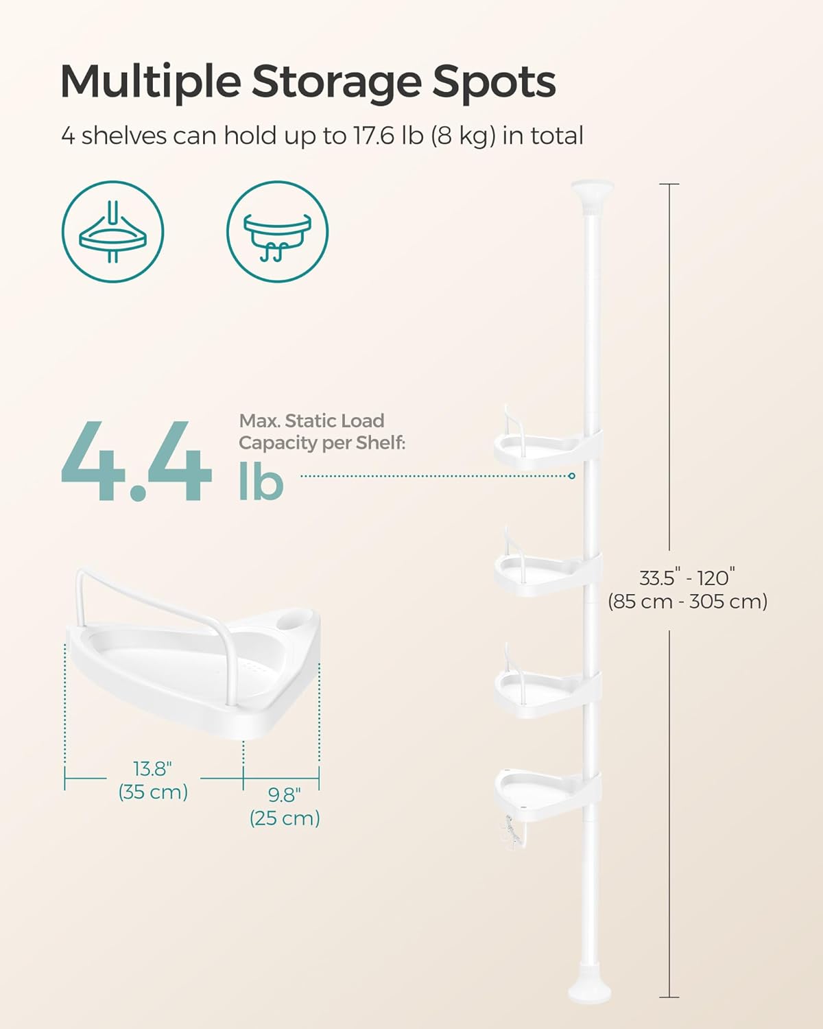 SONGMICS Shower Corner Shelf BCB001A