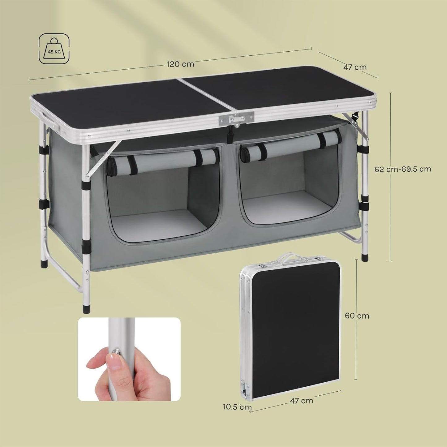 WOLTU Folding Camping Cupboard (CPT8139SZG)