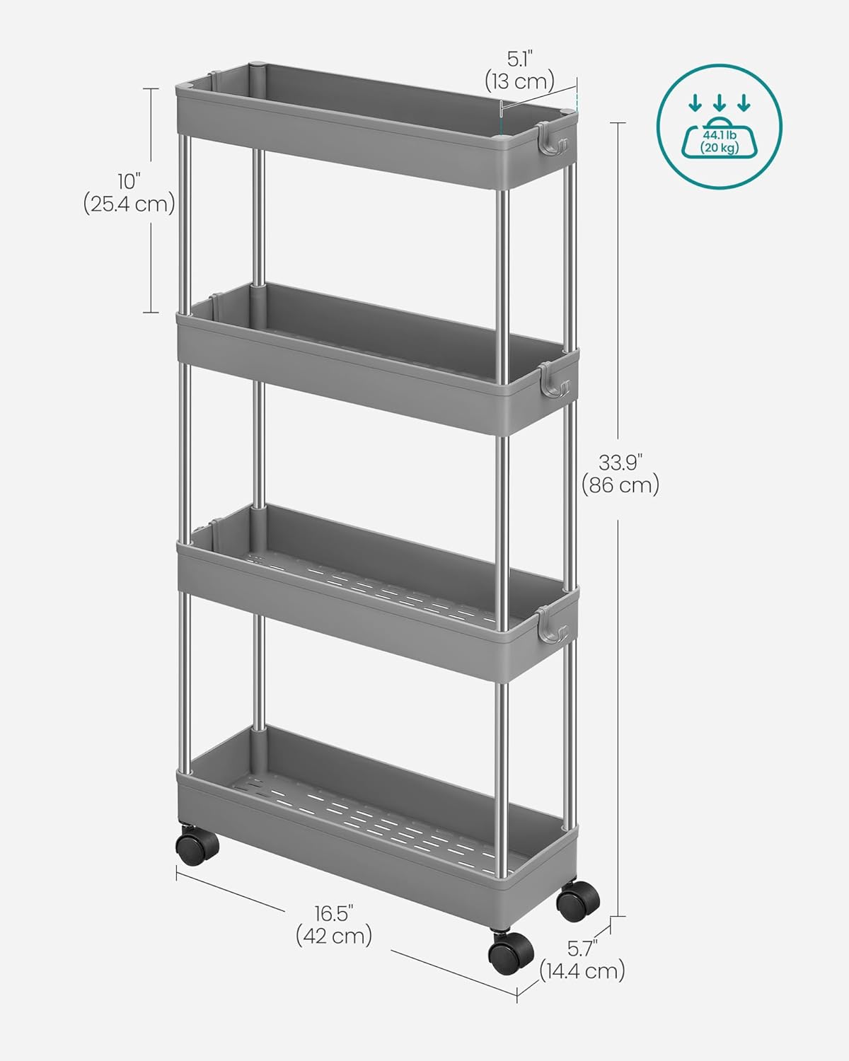 SONGMICS 4-Tier Storage Trolley KSC008G01