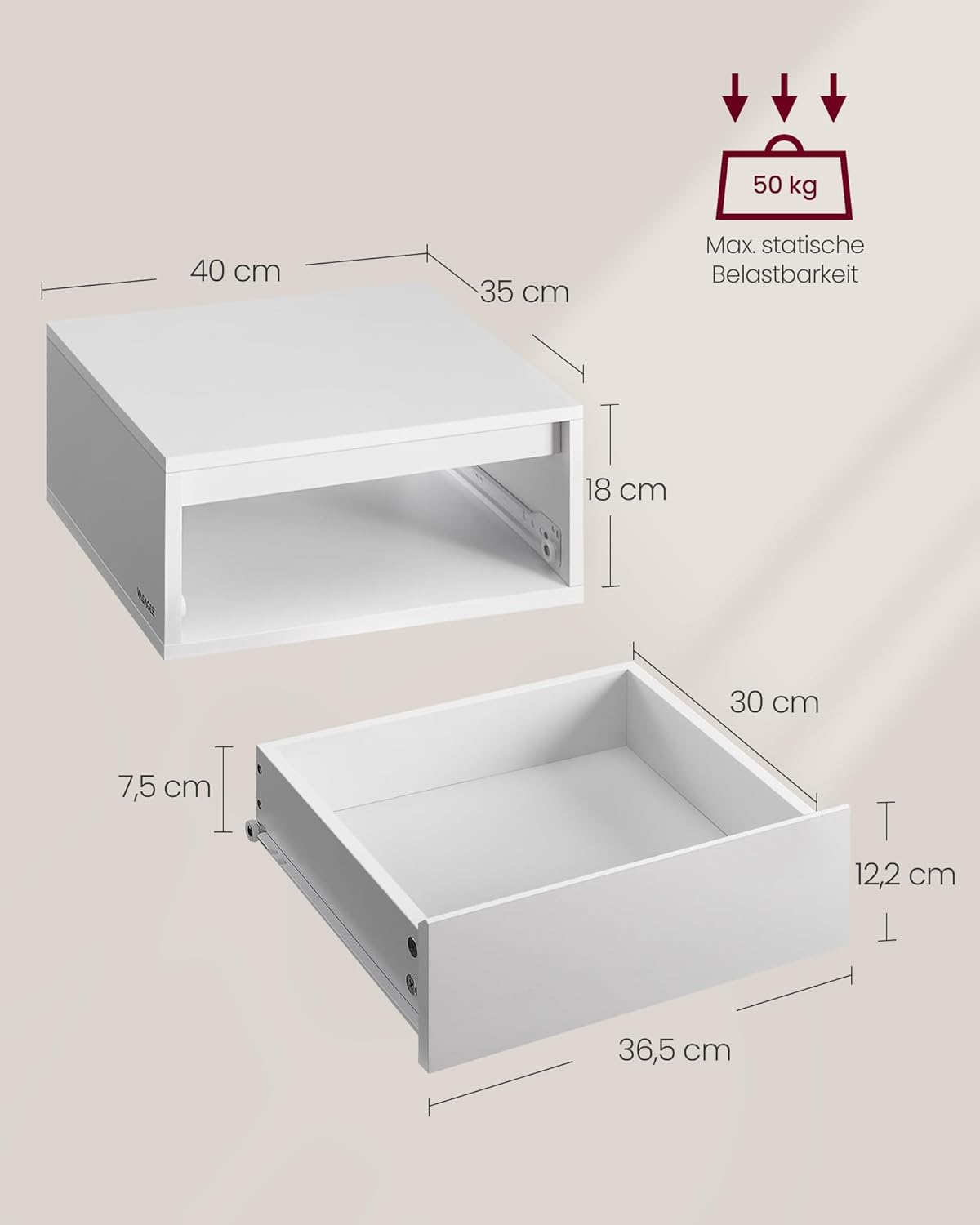 VASAGLE Set of 2 Bedside Table LET854W01