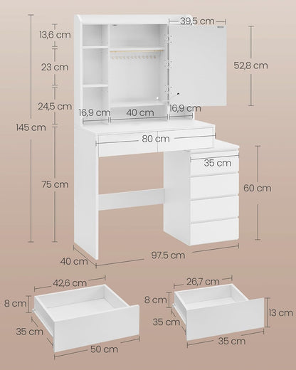 VASAGLE LED Lighting Dressing Table