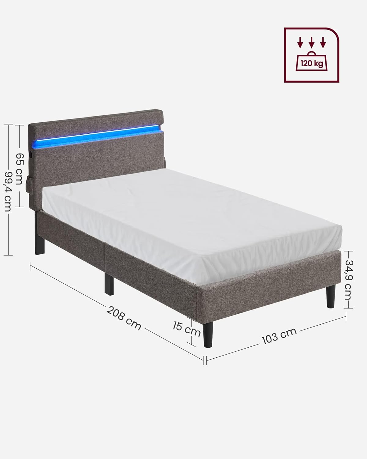 VASAGLE Guest Bed with LED Lighting