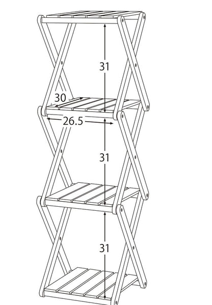 4-Tier Bamboo Folding Shelf