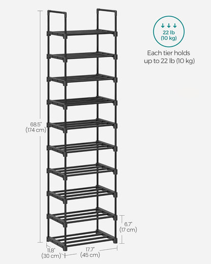 SONGMICS 10-Tier Shoe Rack LSA25BK