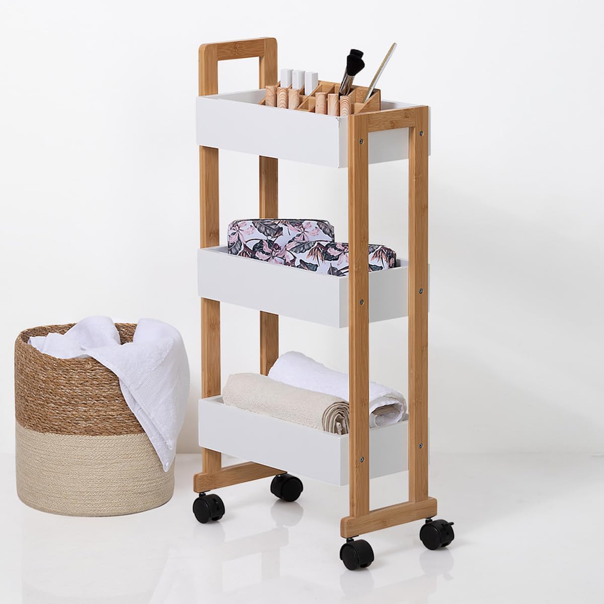 Bamboo 3-tier trolley