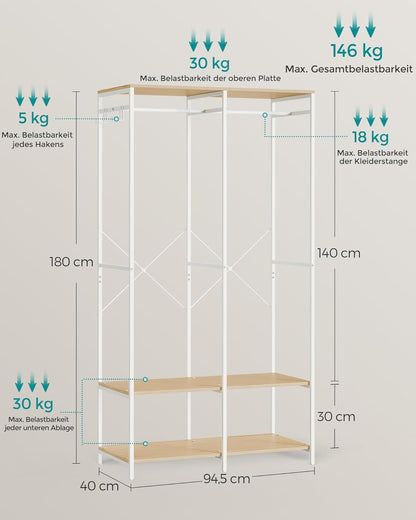 SONGMICS Open Wardrobe with Clothes Rail RGR004W67