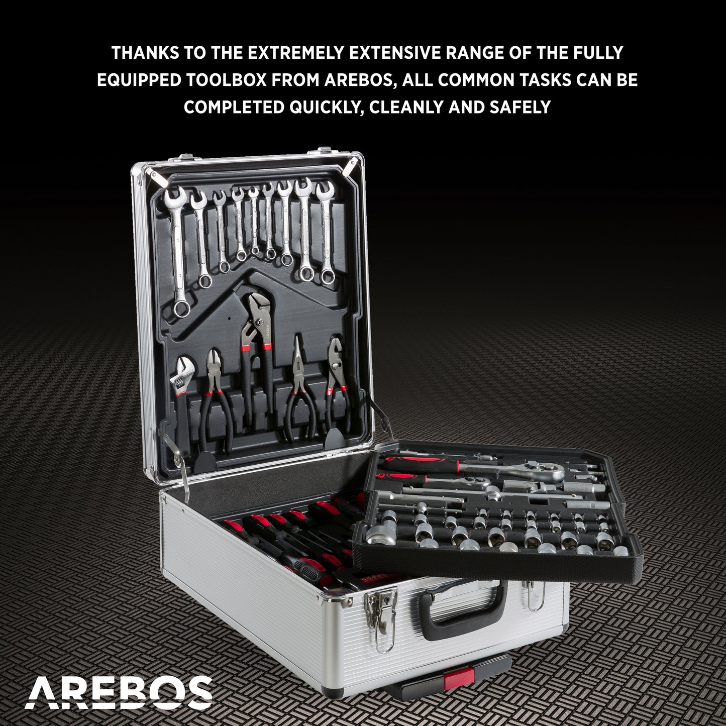 AREBOS 1200 Piece Aluminum Tool Case