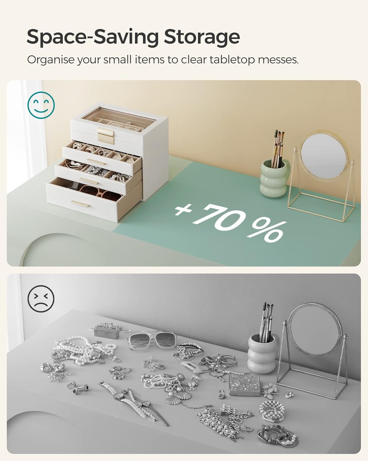 SONGMICS Jewellery Box with Glass Lid  JBC161W01
