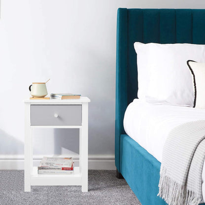 WOLTU White Wooden Bedside Table (TS117WS)