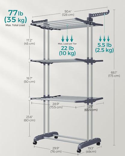 SONGMICS Clothes Drying Rack Stand 4-Tier ULLR701G01