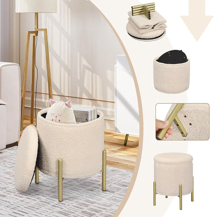 Round Folding Stool with Storage Space