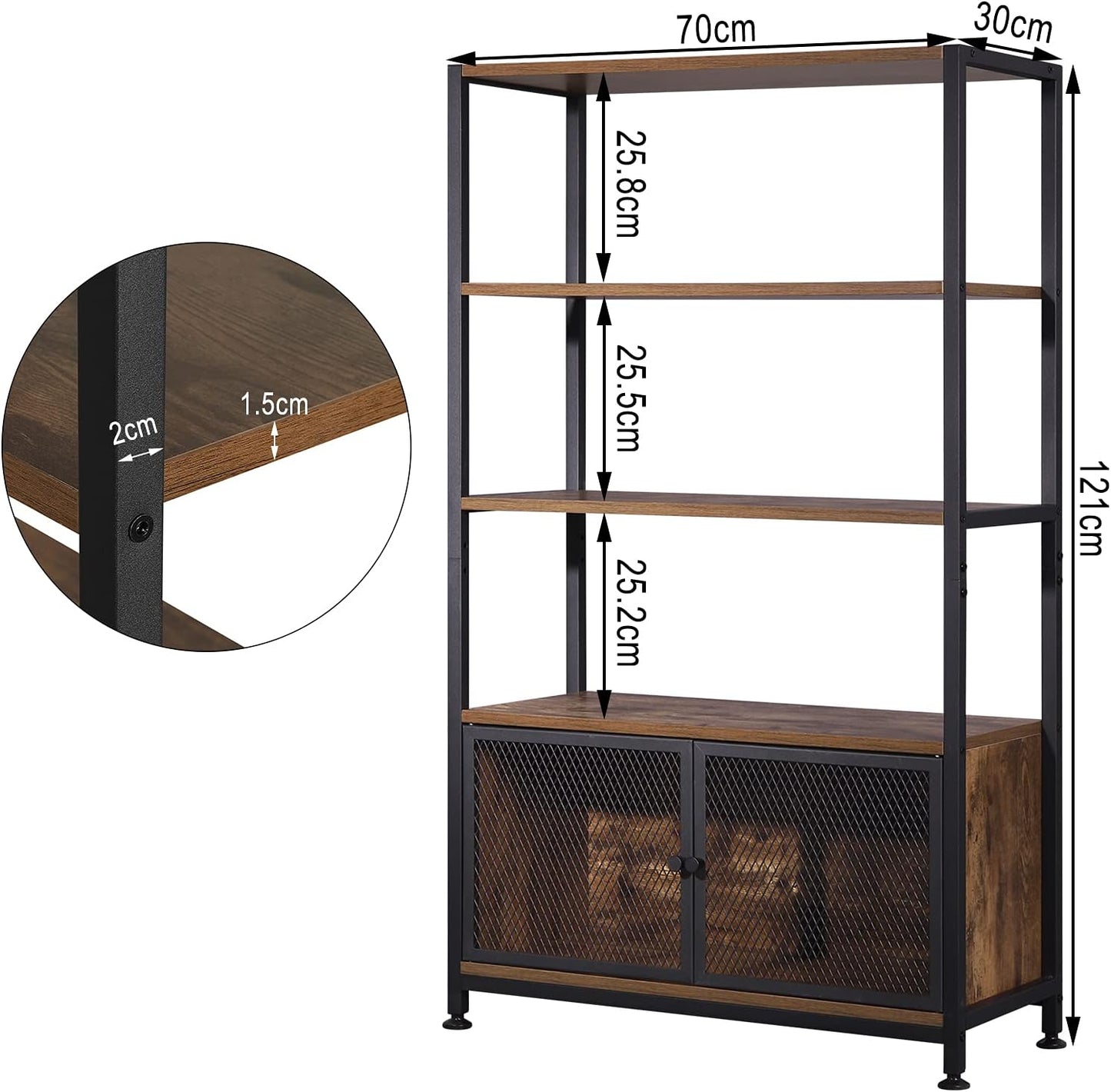 WOLTU Bookcase Shelf with 3 Open Levels Vintage RGB19dc