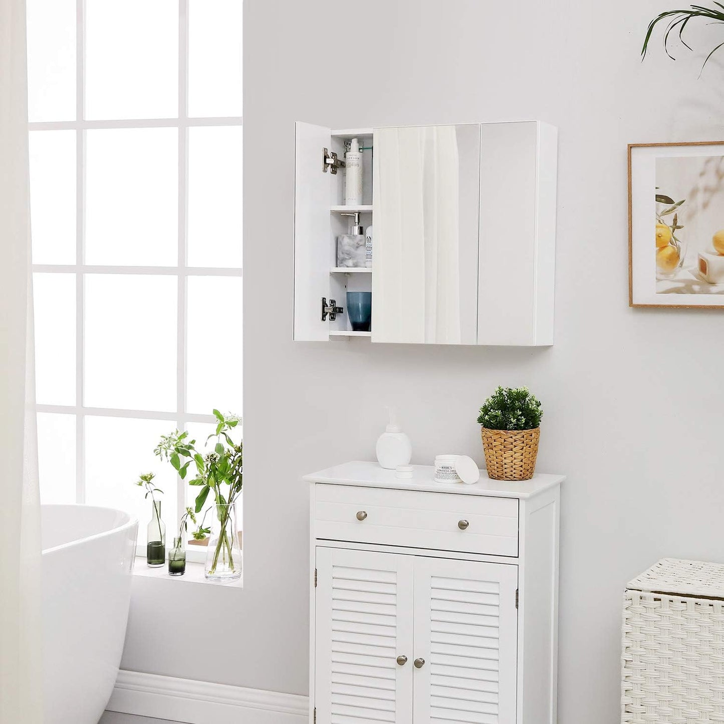 VASAGLE Bathroom Wall Cabinet with Mirror