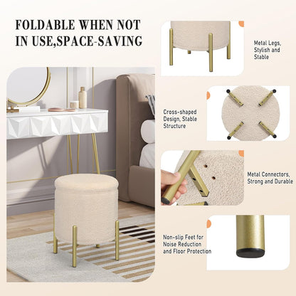 Round Folding Stool with Storage Space