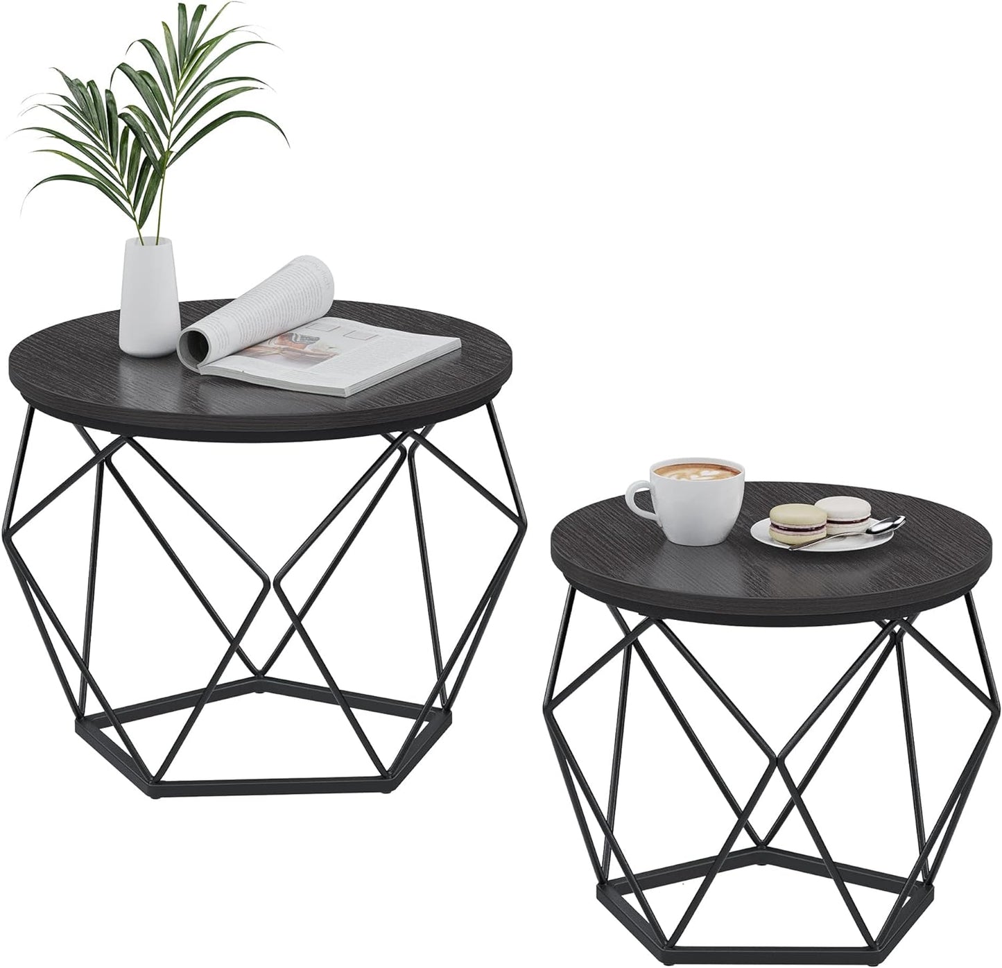 VASAGLE Round Coffee Tables, Set of 2 Side Tables