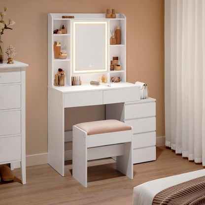 VASAGLE LED Lighting Dressing Table