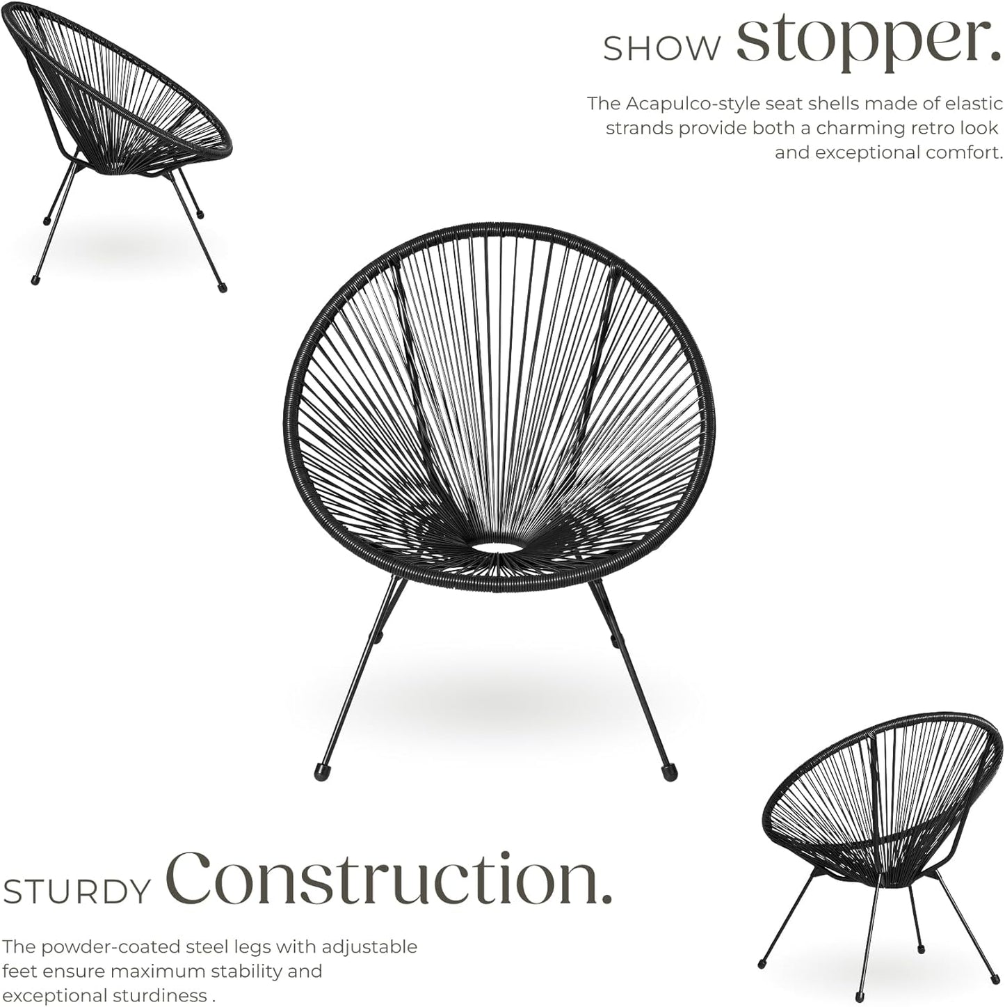 Set of 2 Outdoor Chairs & Glass Coffee Table