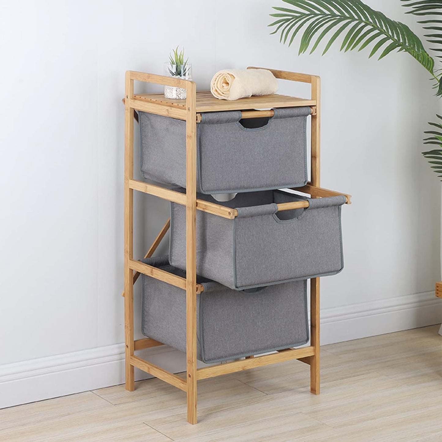 Bamboo SHELF UNIT WITH 3 DRAWERS