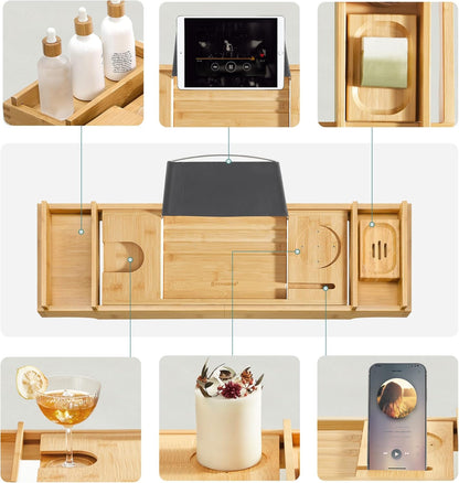 SONGMICS Extendable Bamboo Bath Shelf BCB88Y