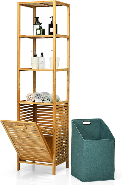 Bamboo Storage Cabinet with Basket