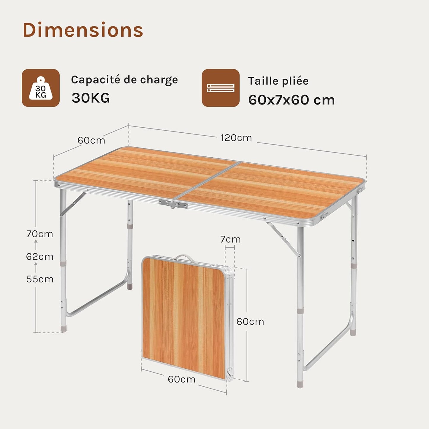 WOLTU Folding Camping Table Garden Table (CPT8122HEI)