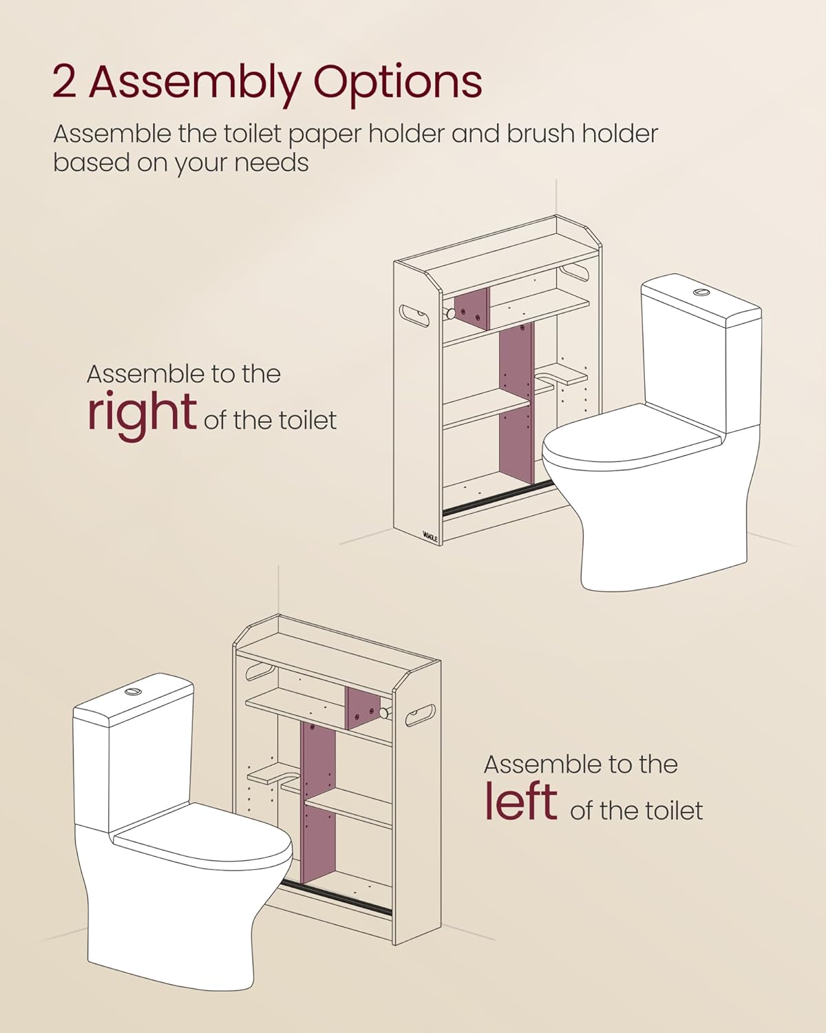 VASAGLE Bathroom Cabinet UBBC752W01