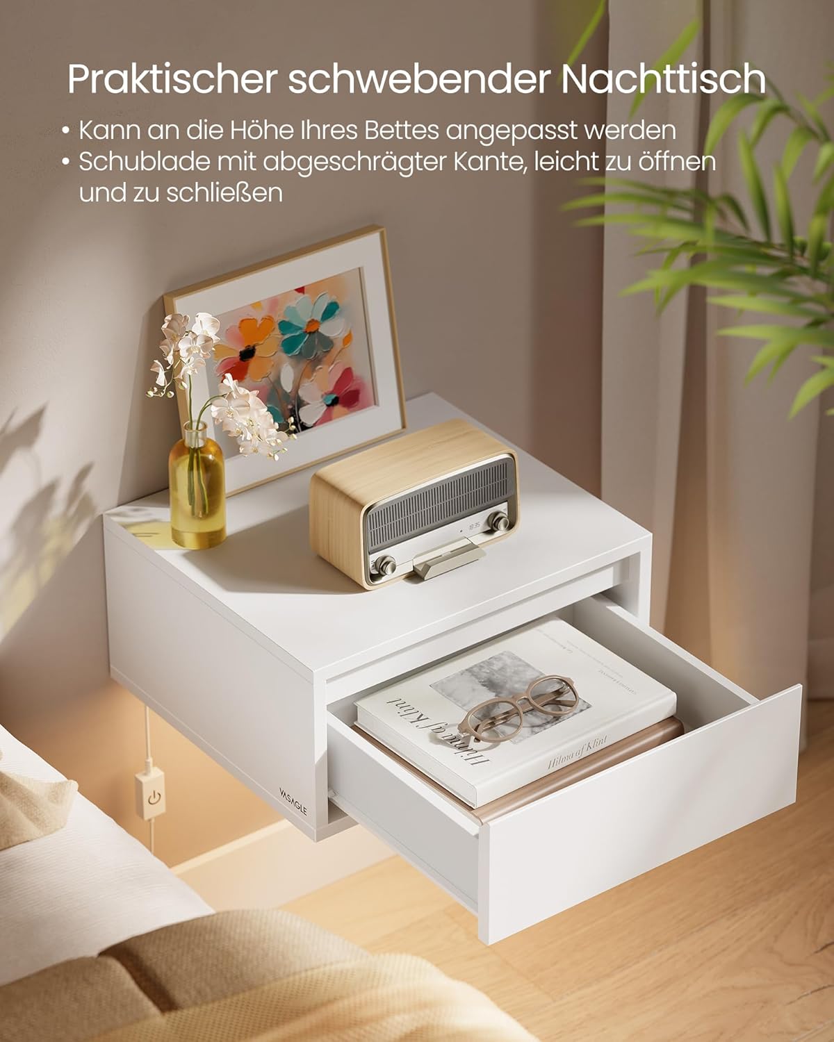 VASAGLE Set of 2 Bedside Table LET854W01