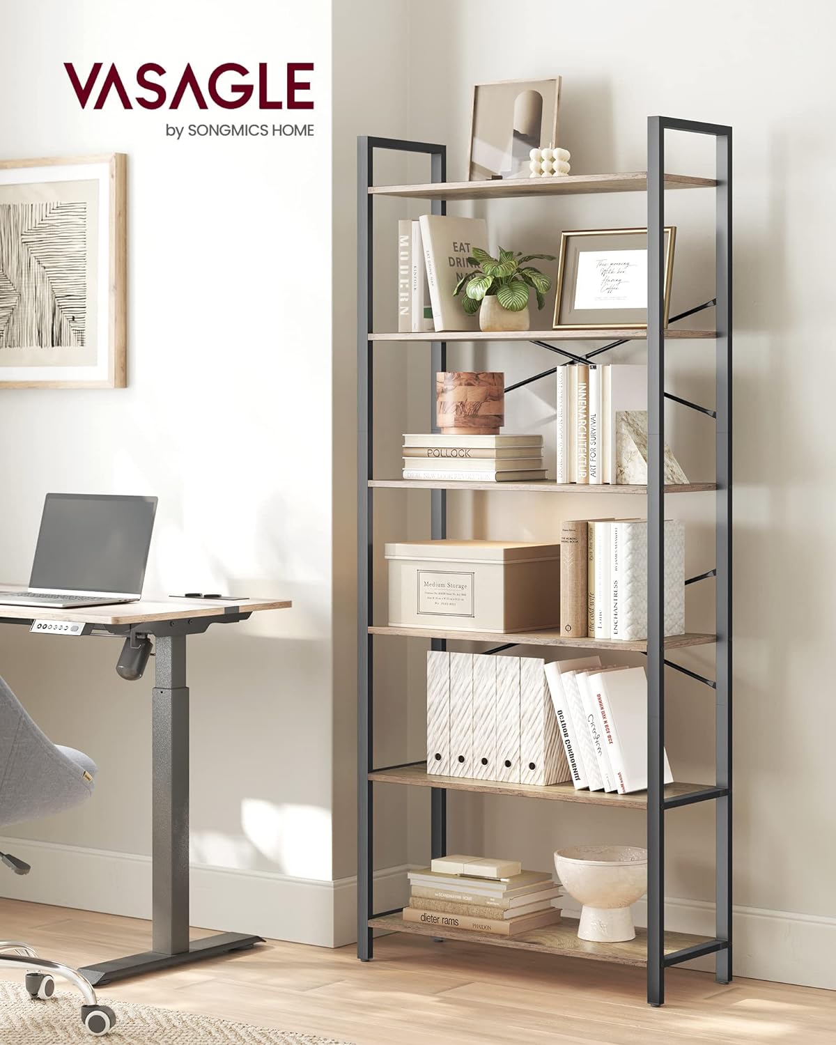 VASAGLE 6-Tier Tall Bookshelf