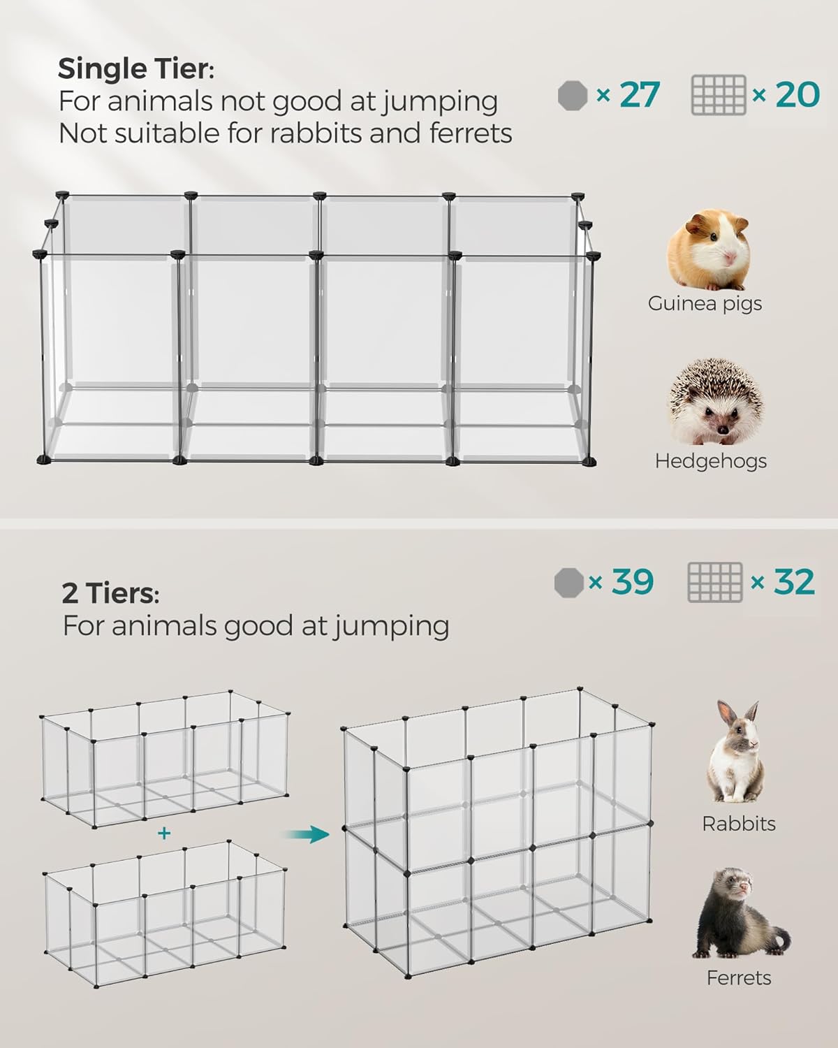 SONGMICS Pet Playpen with Floor LPC007W01