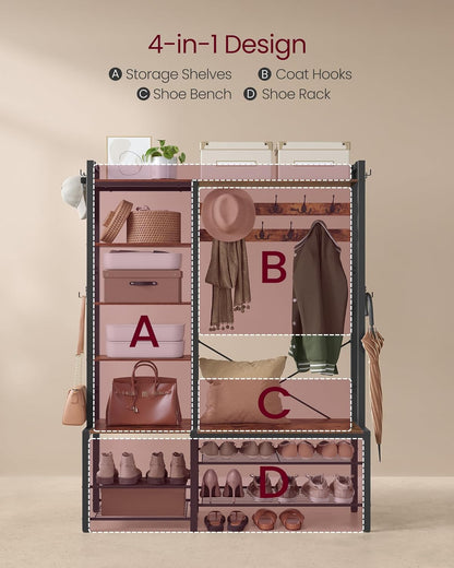VASAGLE Hall Tree with Bench and Shoe Storage HSR426B01