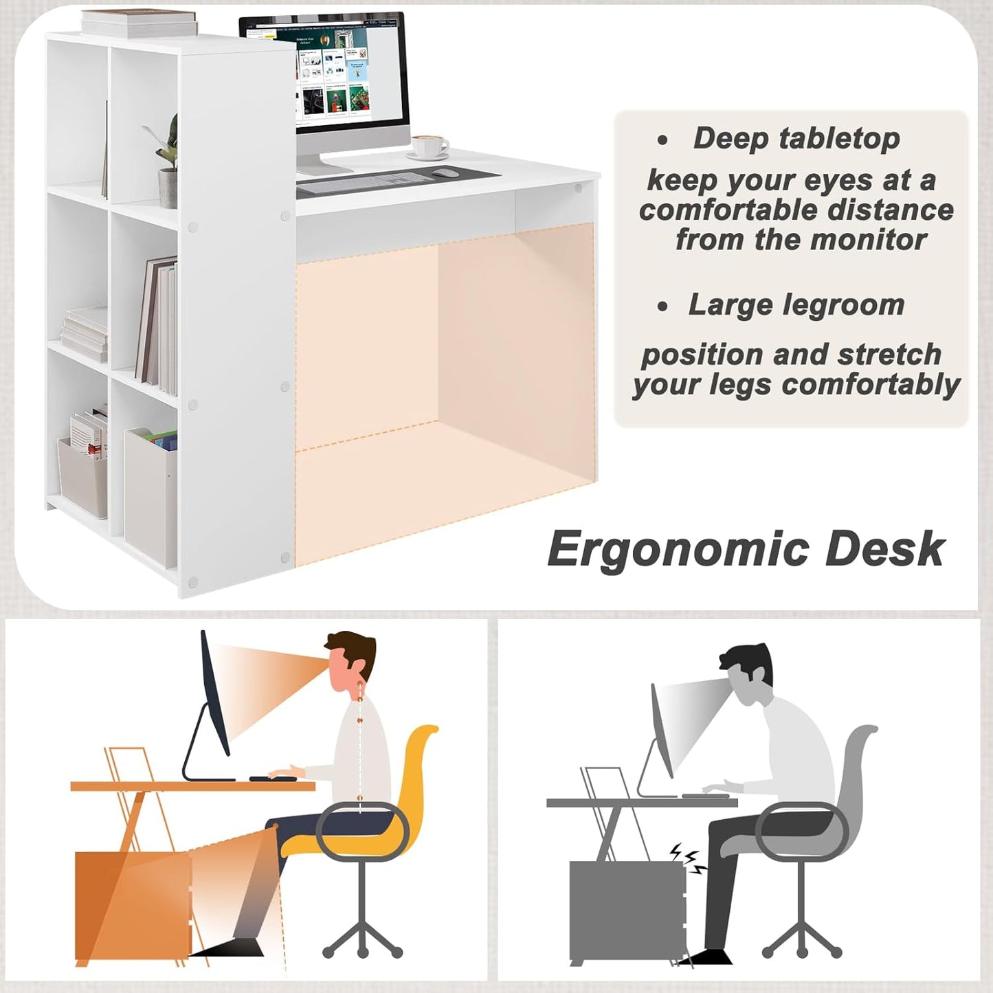WOLTU Computer Desk with Storage Shelf (Z-TCS020)