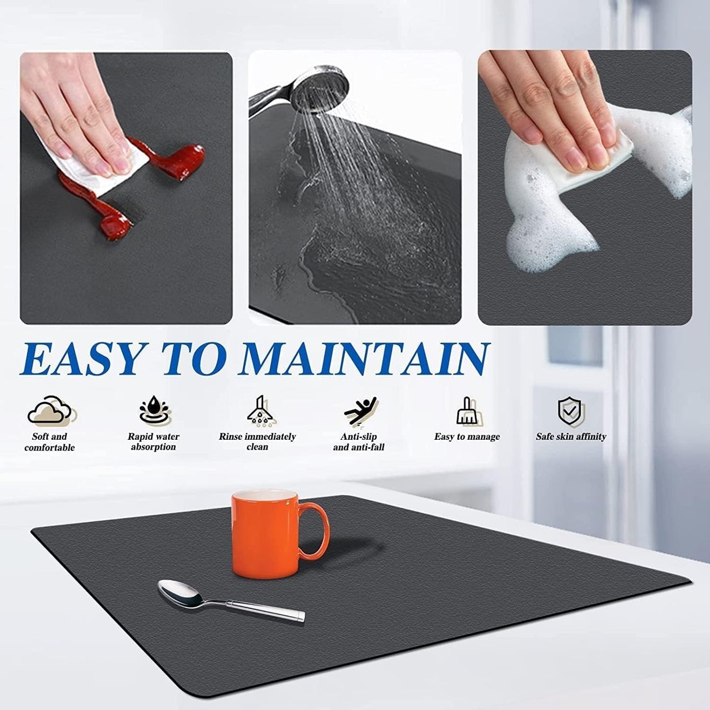 Super Water Absorbent Dish Draining Mat