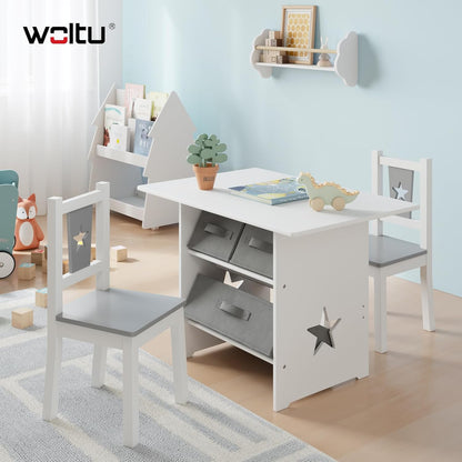 WOLTU Wooden Kids' Children's Table with 2 Chairs (SG011)