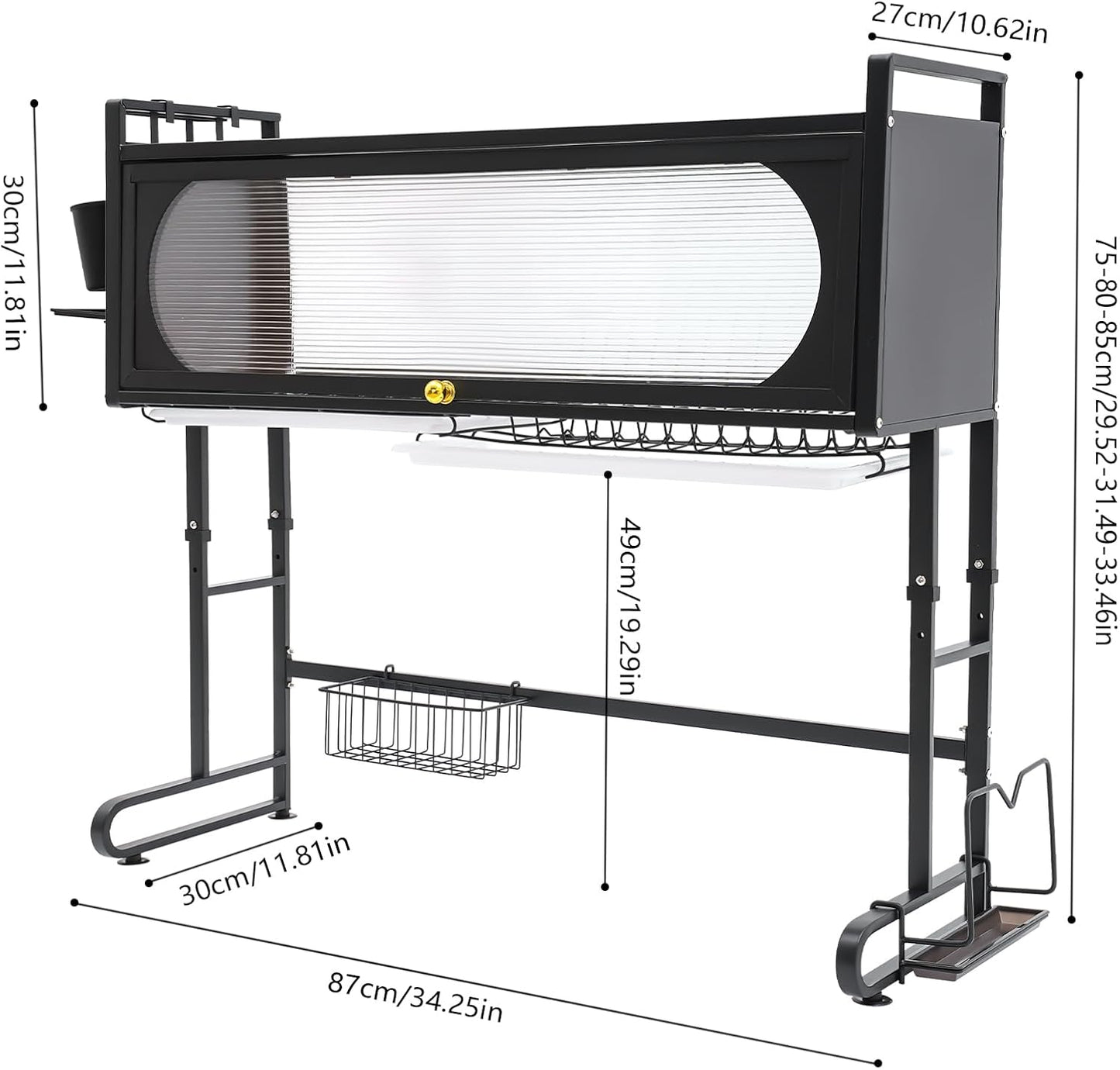 Over Sink Dish Drying Rack with Flip-Type Cabinet Door