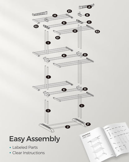 SONGMICS Clothes Drying Rack Stand 4-Tier ULLR701G01