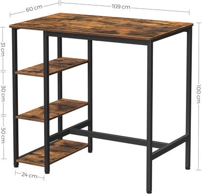 VASAGLE Rectangular Bar Table with 3 Shelves