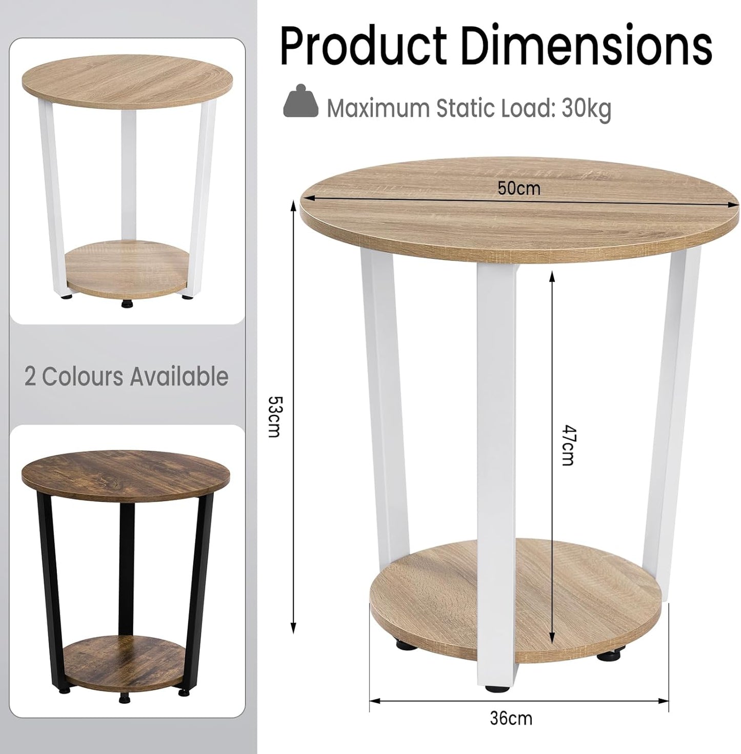 WOLTU Modern Round Coffee Table (BTS13HEI)