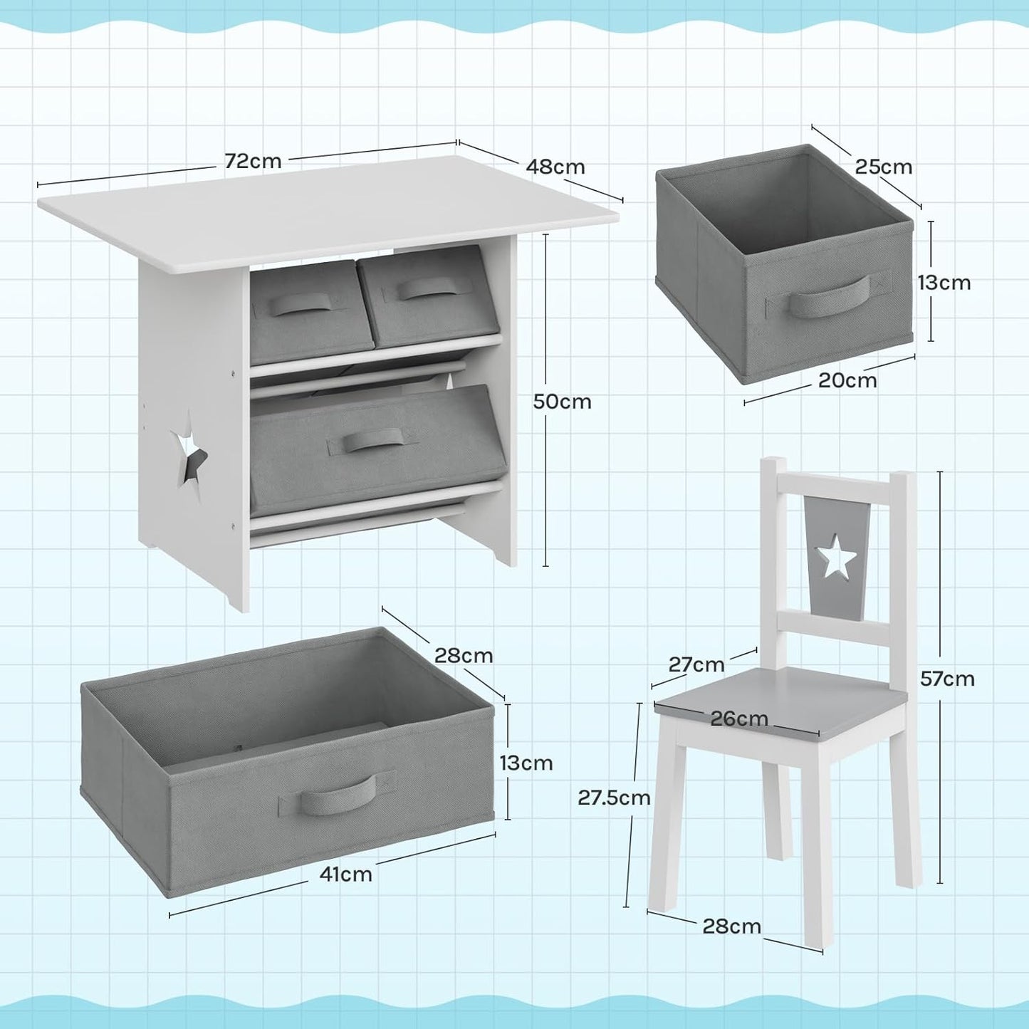 WOLTU Wooden Kids' Children's Table with 2 Chairs (SG011)