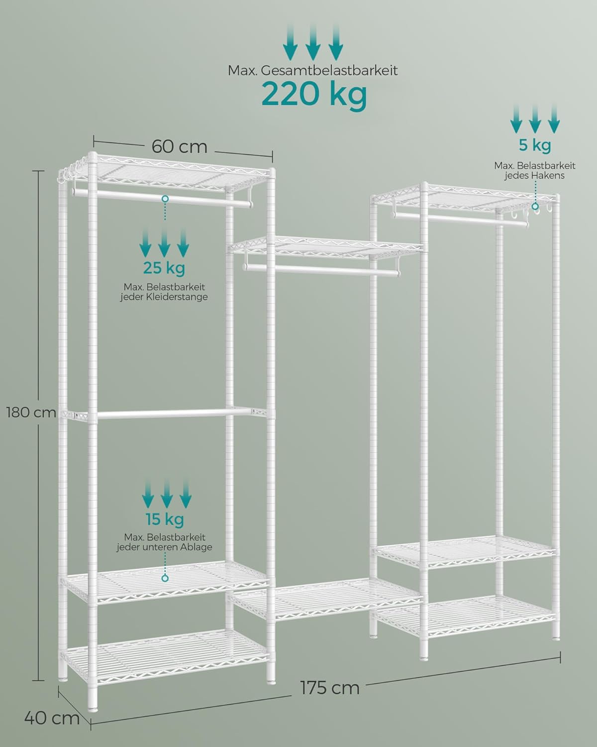 SONGMICS Open Wardrobe Metal Coat Rack LGR431W01