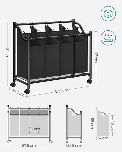 SONGMICS Rolling Laundry Sorter LSF005