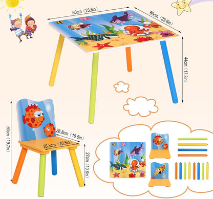WOLTU Wooden Kids' Children's Table with 2 Chairs (SG003)