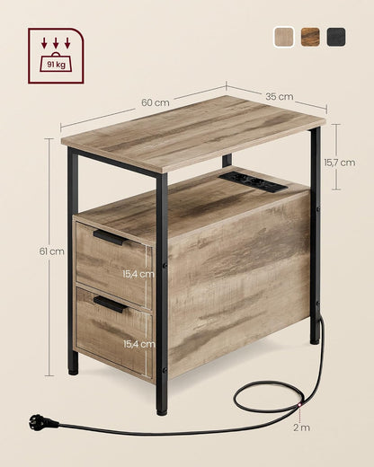 VASAGLE Small and Slim Side Table with 2 Drawers LET325K01
