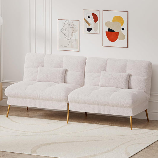 COMHOMA  Futon Sofa Bed Sherpa with Adjustable Backrest (EU-B001-WB-NEW)