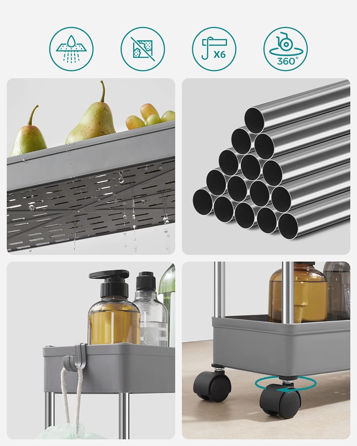 SONGMICS 4-Tier Storage Trolley KSC008G01