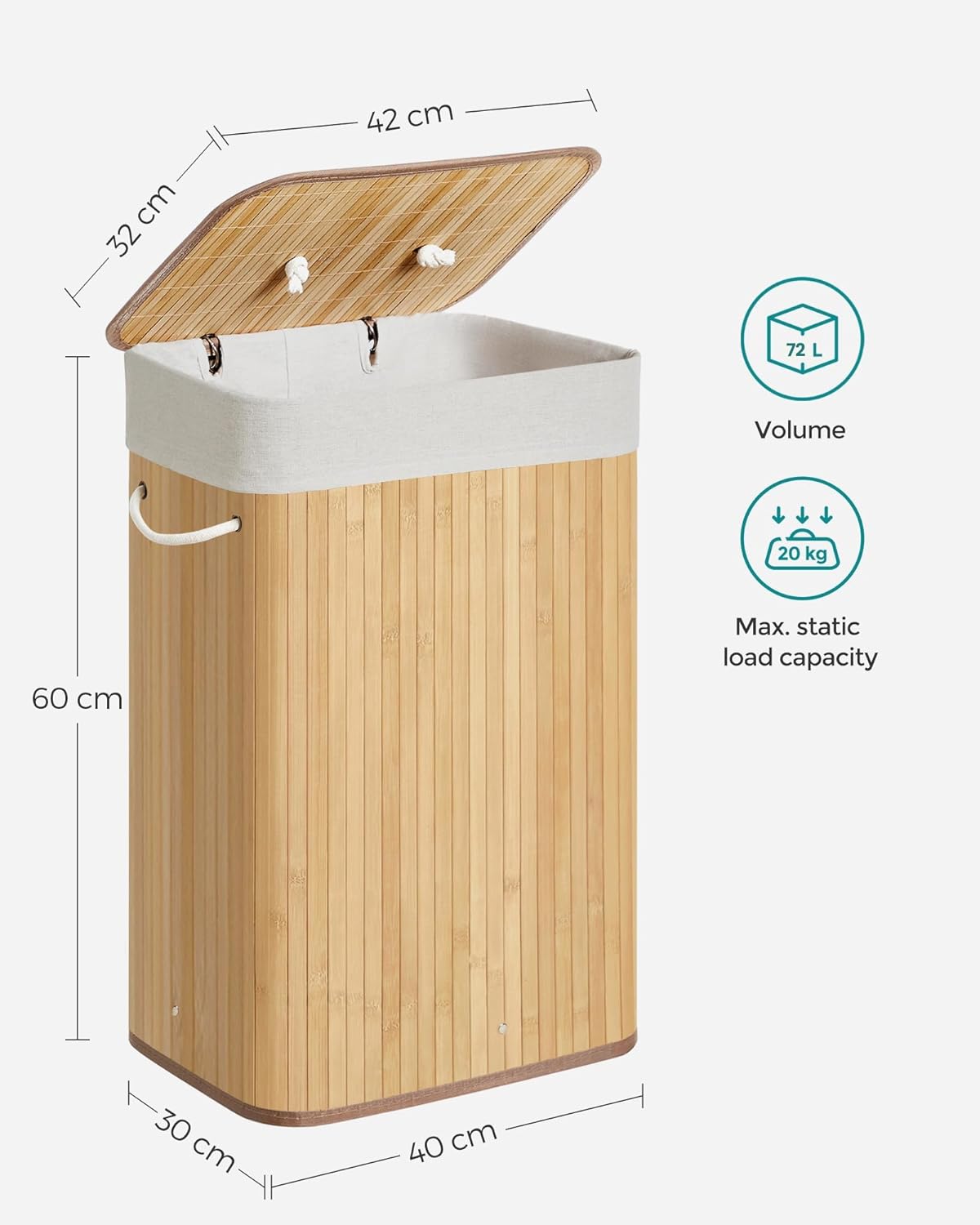 SONGMICS Laundry Basket LCB10Y